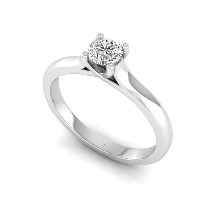Round lab grown diamond solitaire engagement ring featuring a 0.29 carat round brilliant diamond in a classic four-prong white gold setting.