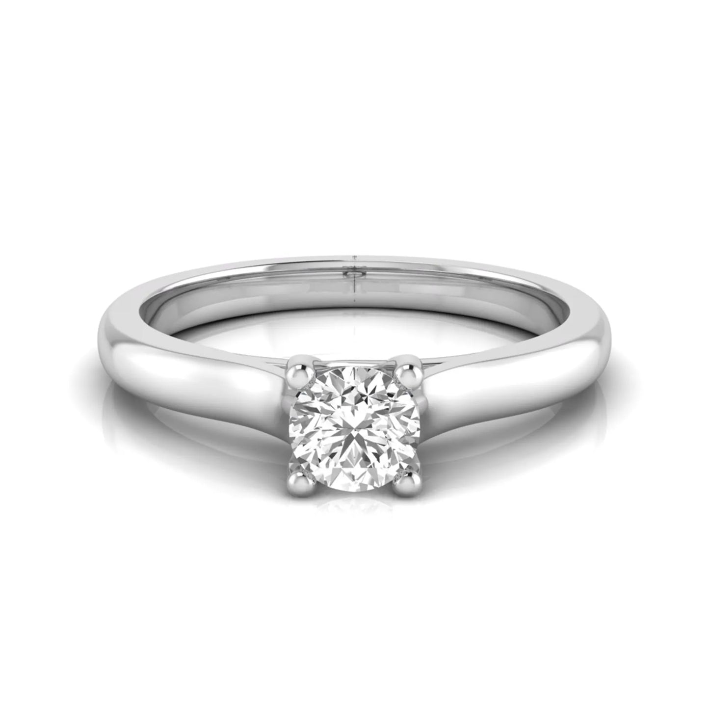 Round lab grown diamond solitaire engagement ring featuring a 0.29 carat round brilliant diamond in a classic four-prong white gold setting.
