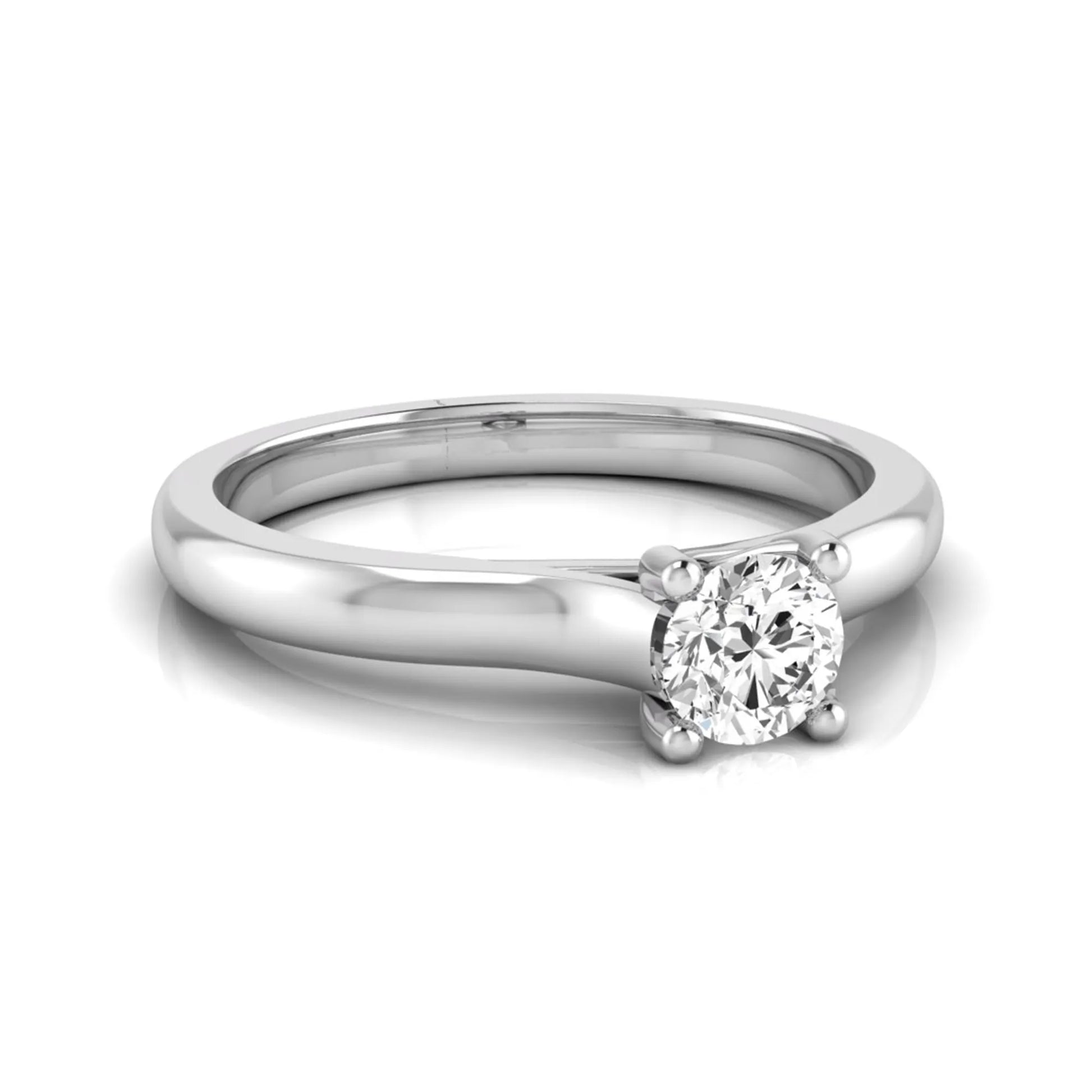 Round lab grown diamond solitaire engagement ring featuring a 0.29 carat round brilliant diamond in a classic four-prong white gold setting.