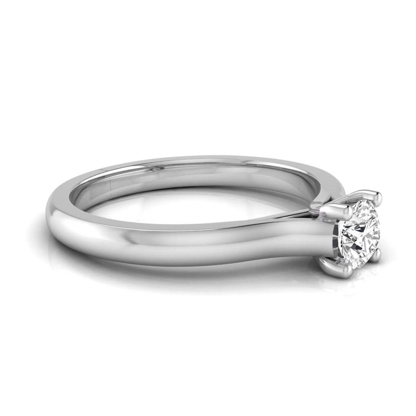 Round lab grown diamond solitaire engagement ring featuring a 0.29 carat round brilliant diamond in a classic four-prong white gold setting.