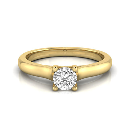 Round lab grown diamond solitaire engagement ring featuring a 0.29 carat round brilliant diamond in a classic four-prong yellow gold setting.