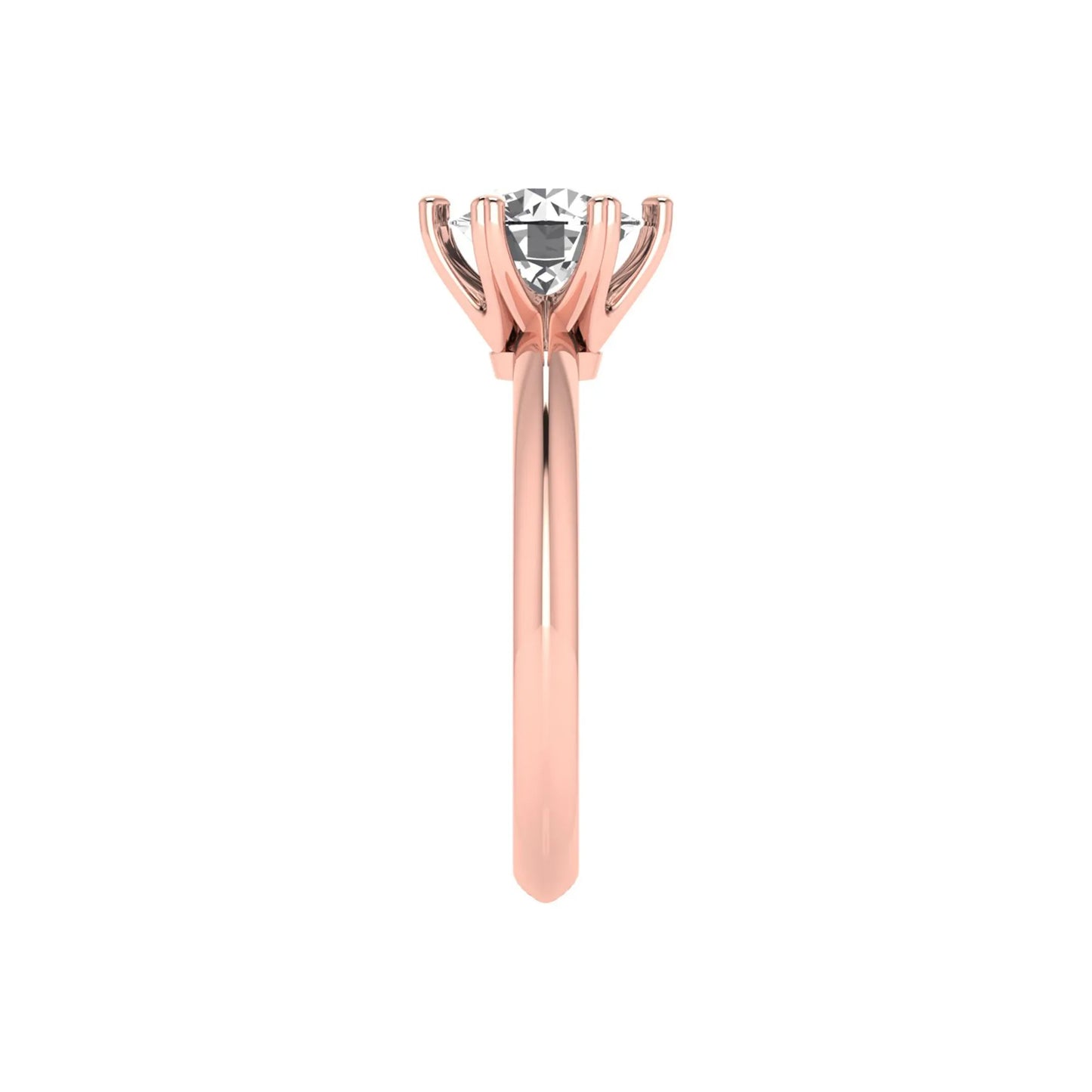 Rose-gold ring with a diamond on a white background