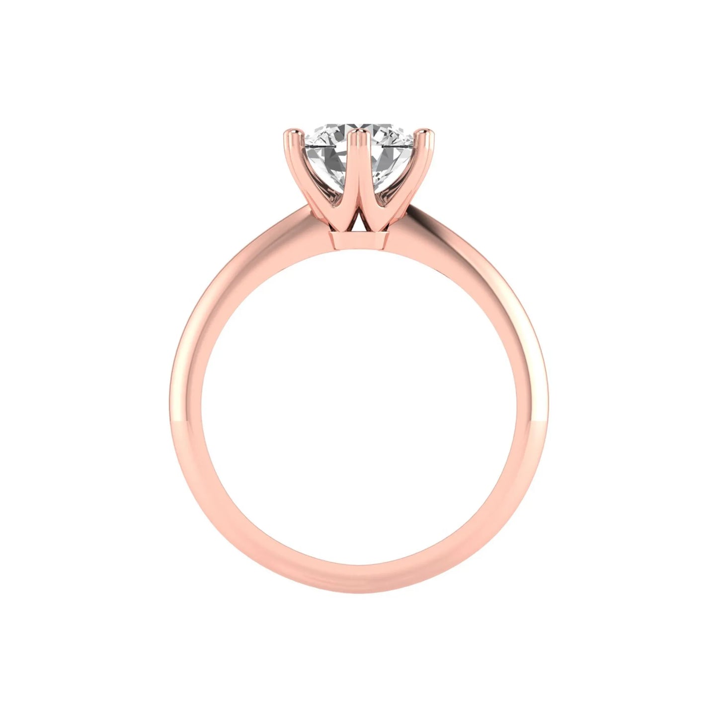 Rose-gold ring with a diamond on a white background