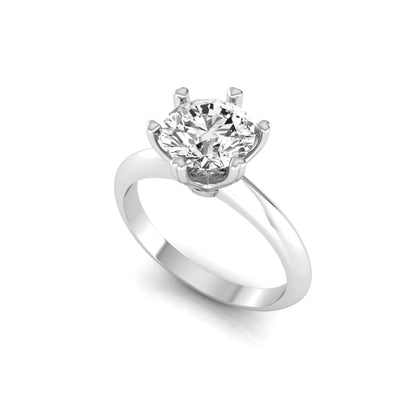 white-gold ring with a large diamond on a white background