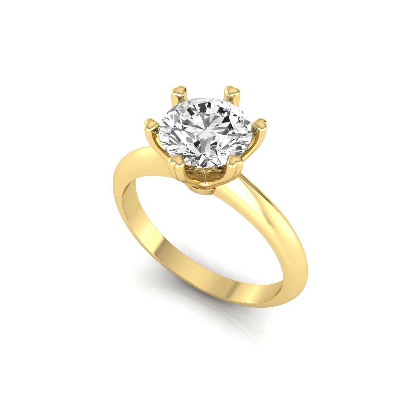 yellow-Gold ring with a large diamond on a white background