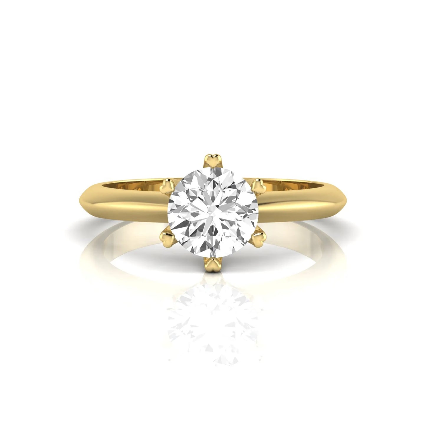 yellow-Gold ring with a diamond on a white background
