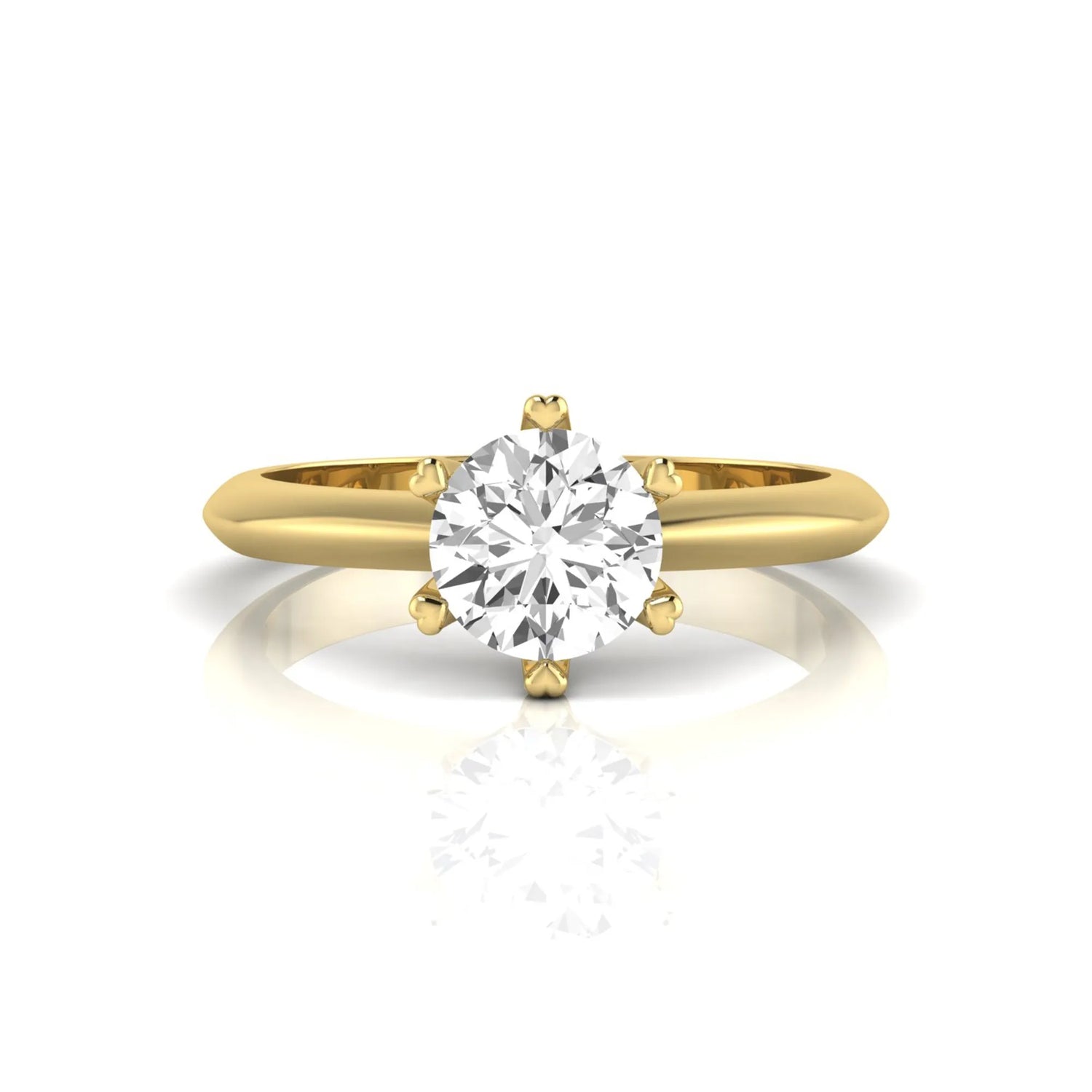 yellow-Gold ring with a diamond on a white background