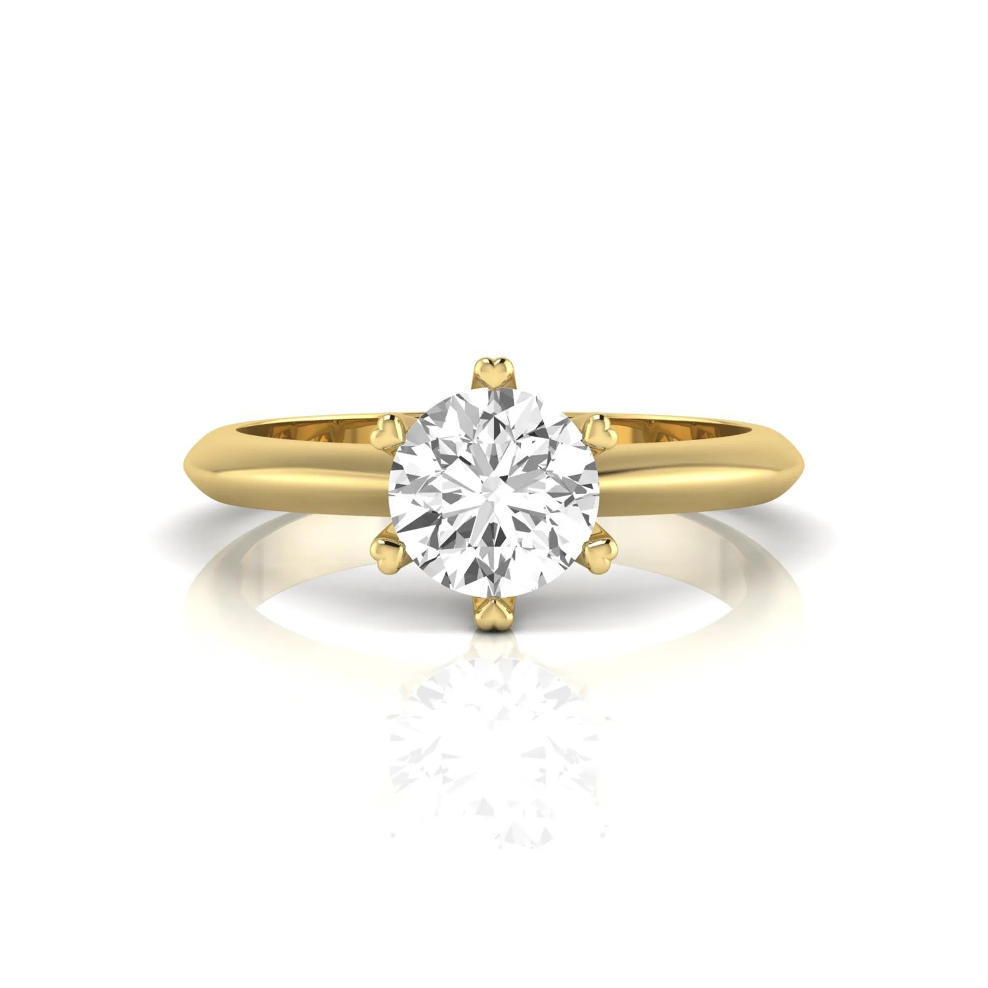 yellow-Gold ring with a diamond on a white background