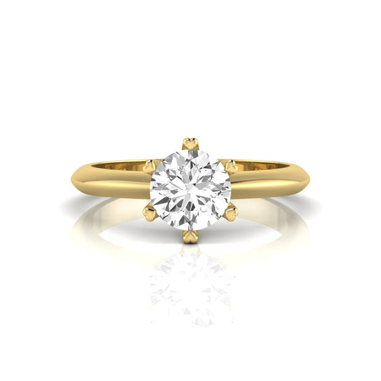 yellow-Gold ring with a diamond on a white background