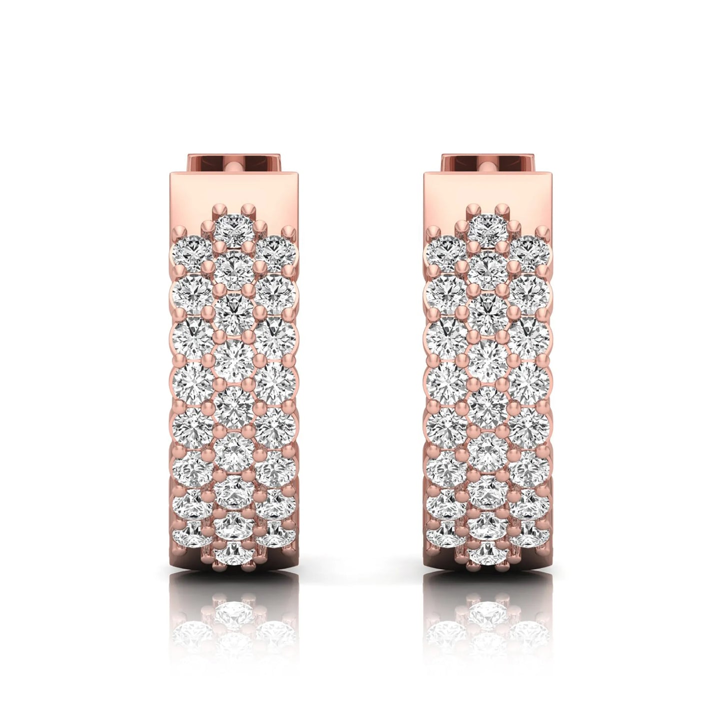 Round Multi-Row Lab Grown Diamond Hoop Earrings