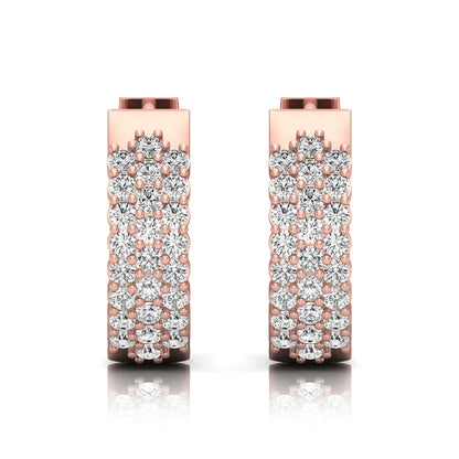 Round Multi-Row Lab Grown Diamond Hoop Earrings