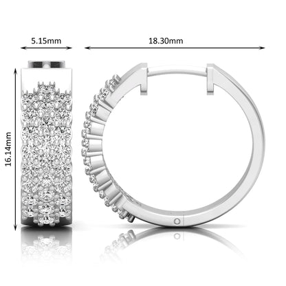 white gold Round cut lab grown diamond multi-row hoop earrings with hinged hoop closure
