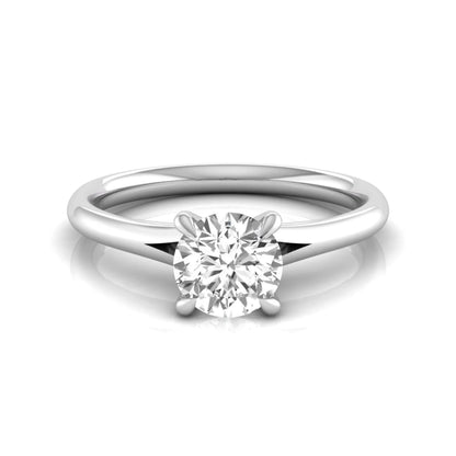 Round prong set lab grown diamond solitaire engagement ring featuring a 0.70 carat round center diamond in a classic four-prong setting in white gold