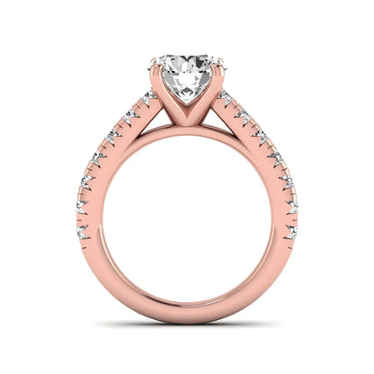 IGI Certified 1.55 carat round cut lab grown diamond engagement ring with round side stone accents in rose gold.