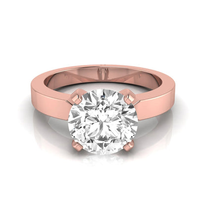 Round brilliant lab grown diamond solitaire engagement ring featuring a 2.75 carat diamond in a classic four-prong rose gold setting.