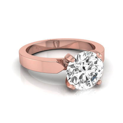Round brilliant lab grown diamond solitaire engagement ring featuring a 2.75 carat diamond in a classic four-prong rose gold setting.