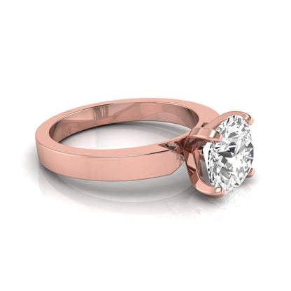 Round brilliant lab grown diamond solitaire engagement ring featuring a 2.75 carat diamond in a classic four-prong rose gold setting.