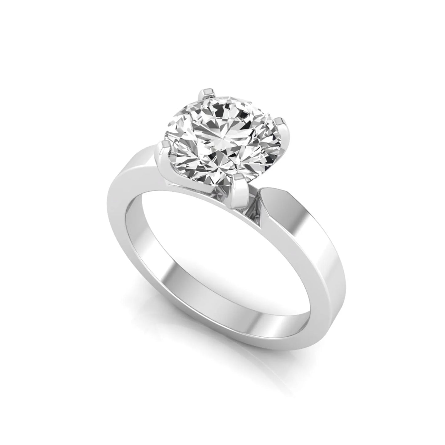 Round brilliant lab grown diamond solitaire engagement ring featuring a 2.75 carat diamond in a classic four-prong white gold setting.