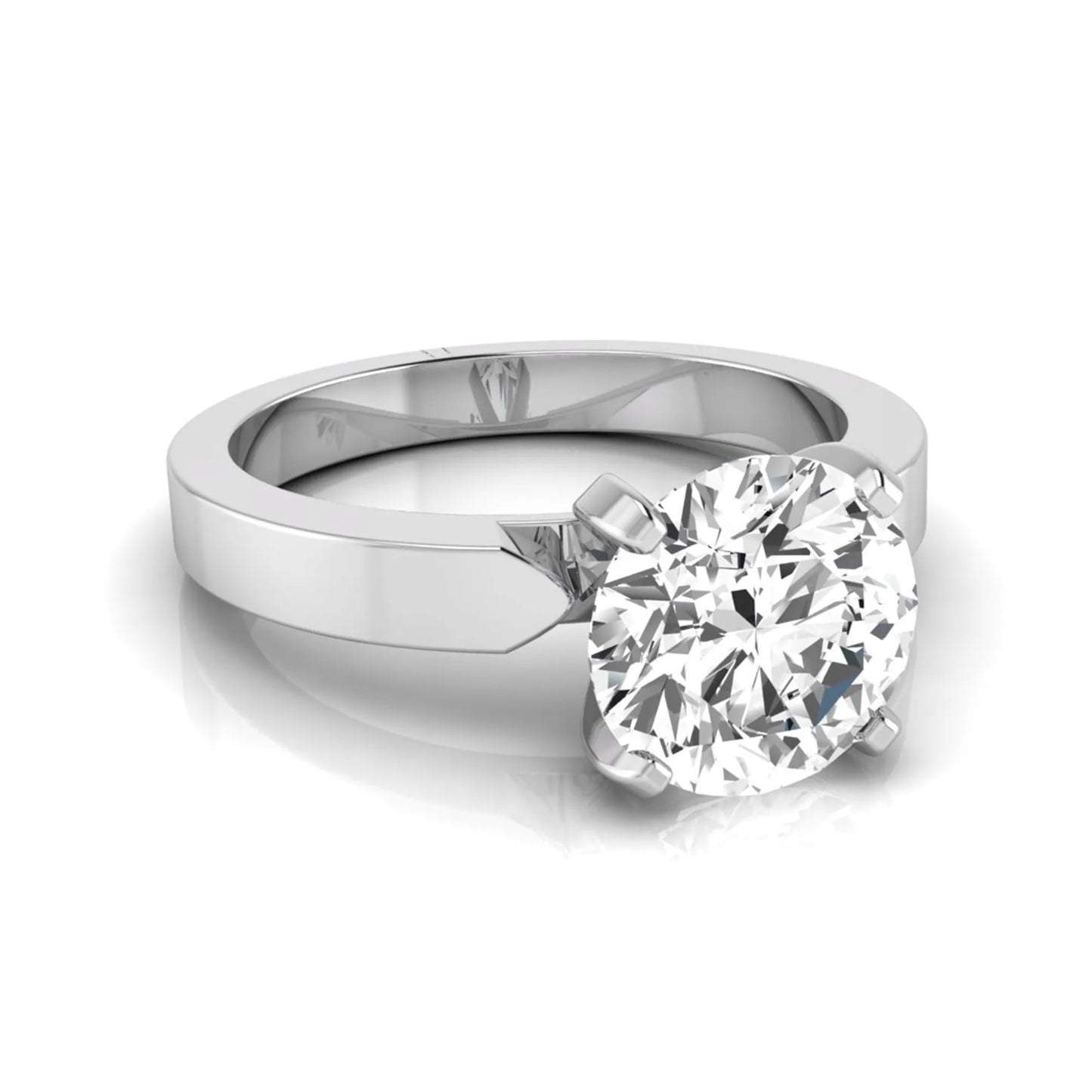 Round brilliant lab grown diamond solitaire engagement ring featuring a 2.75 carat diamond in a classic four-prong white gold setting.