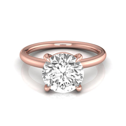 Round cut lab grown diamond engagement ring featuring a 2.04 carat center diamond in a classic four-prong solitaire setting with a polished rose gold band.