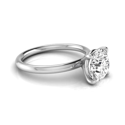 Round cut lab grown diamond engagement ring featuring a 2.04 carat center diamond in a classic four-prong solitaire setting with a polished white gold band.