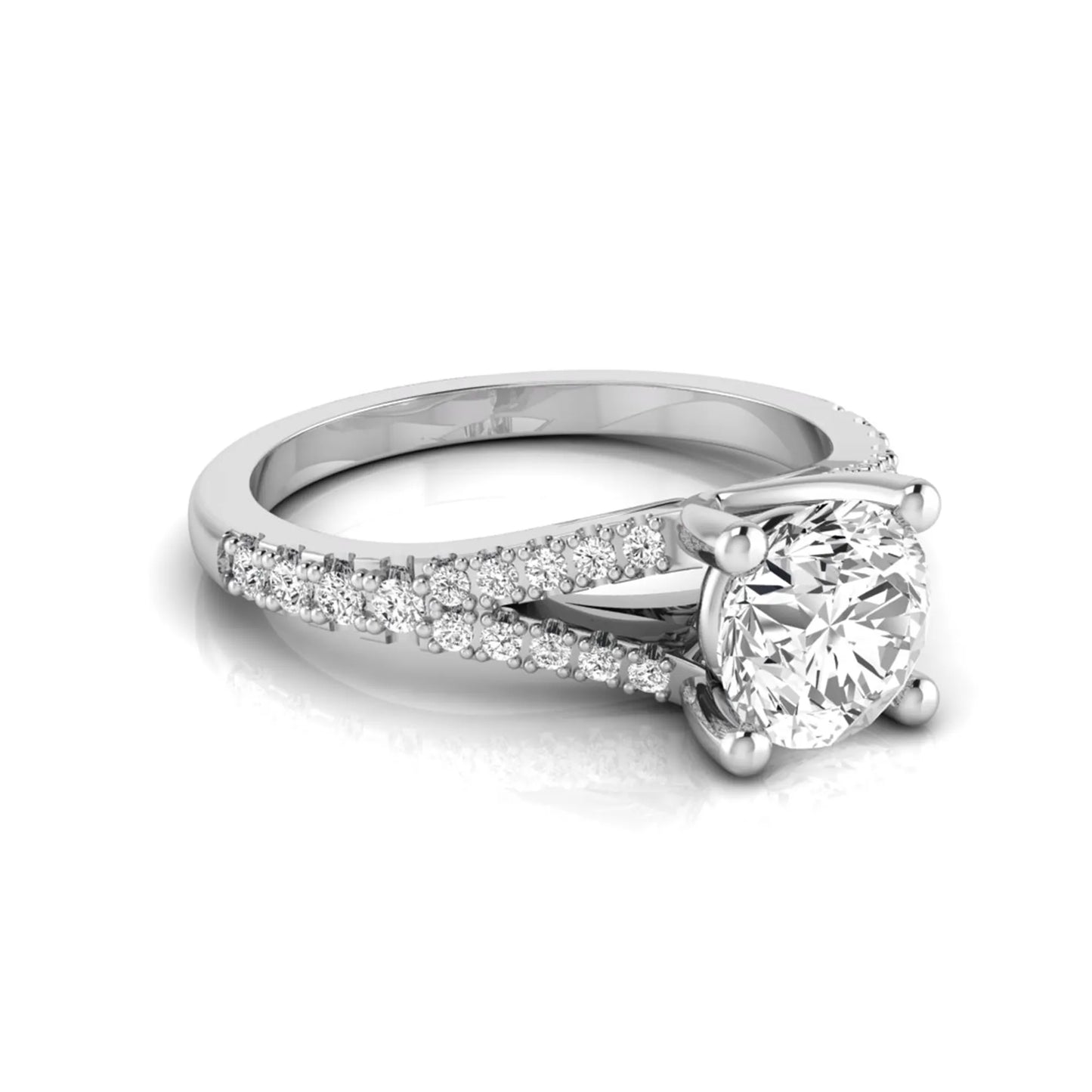 white-gold Diamond ring with a white gemstone on a white background