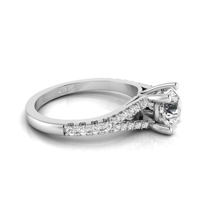 white-gold  ring with a diamond on a white background