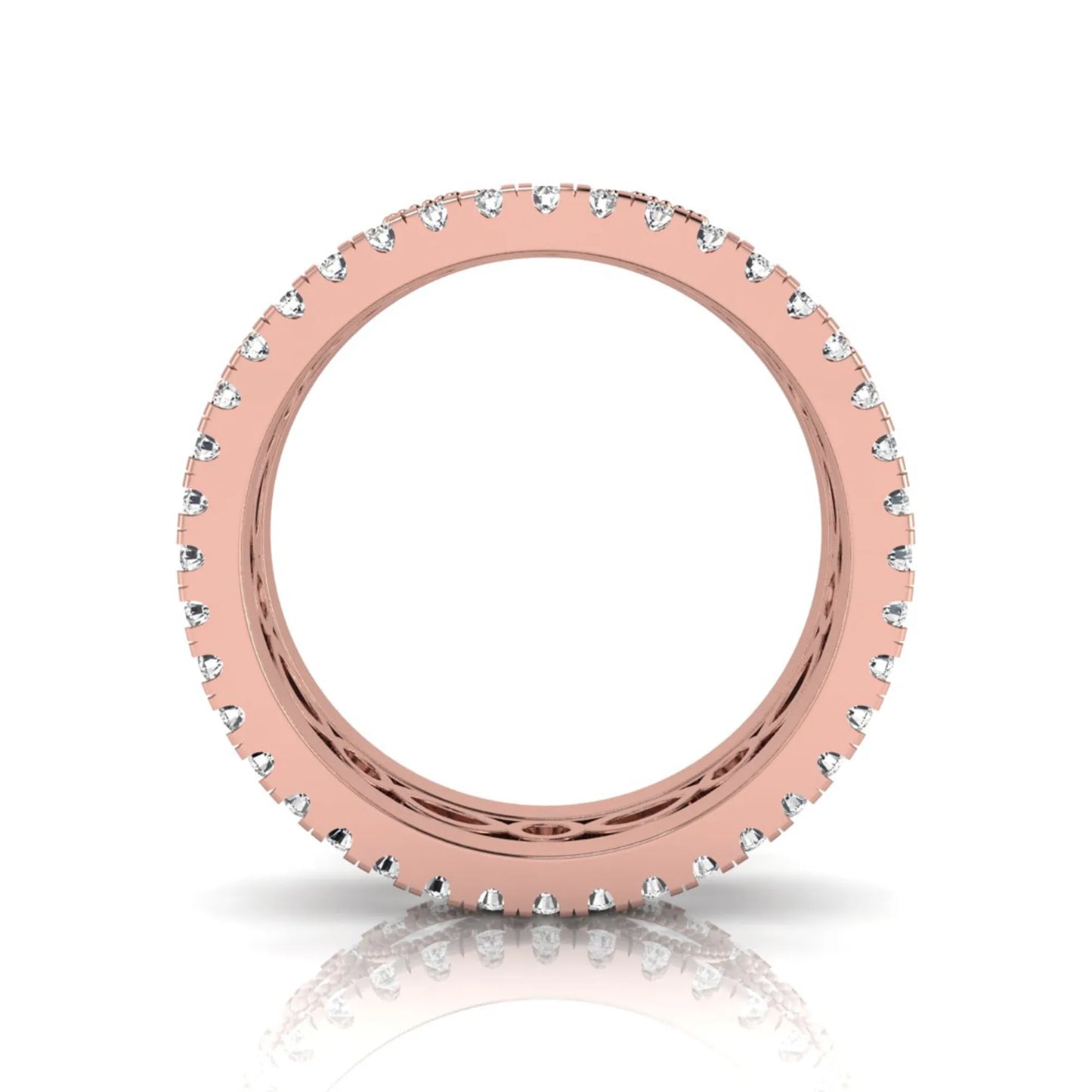 Stackable three band ring set featuring marquise and round lab grown diamonds with vintage milgrain bezels and pavé diamond bands in rose gold