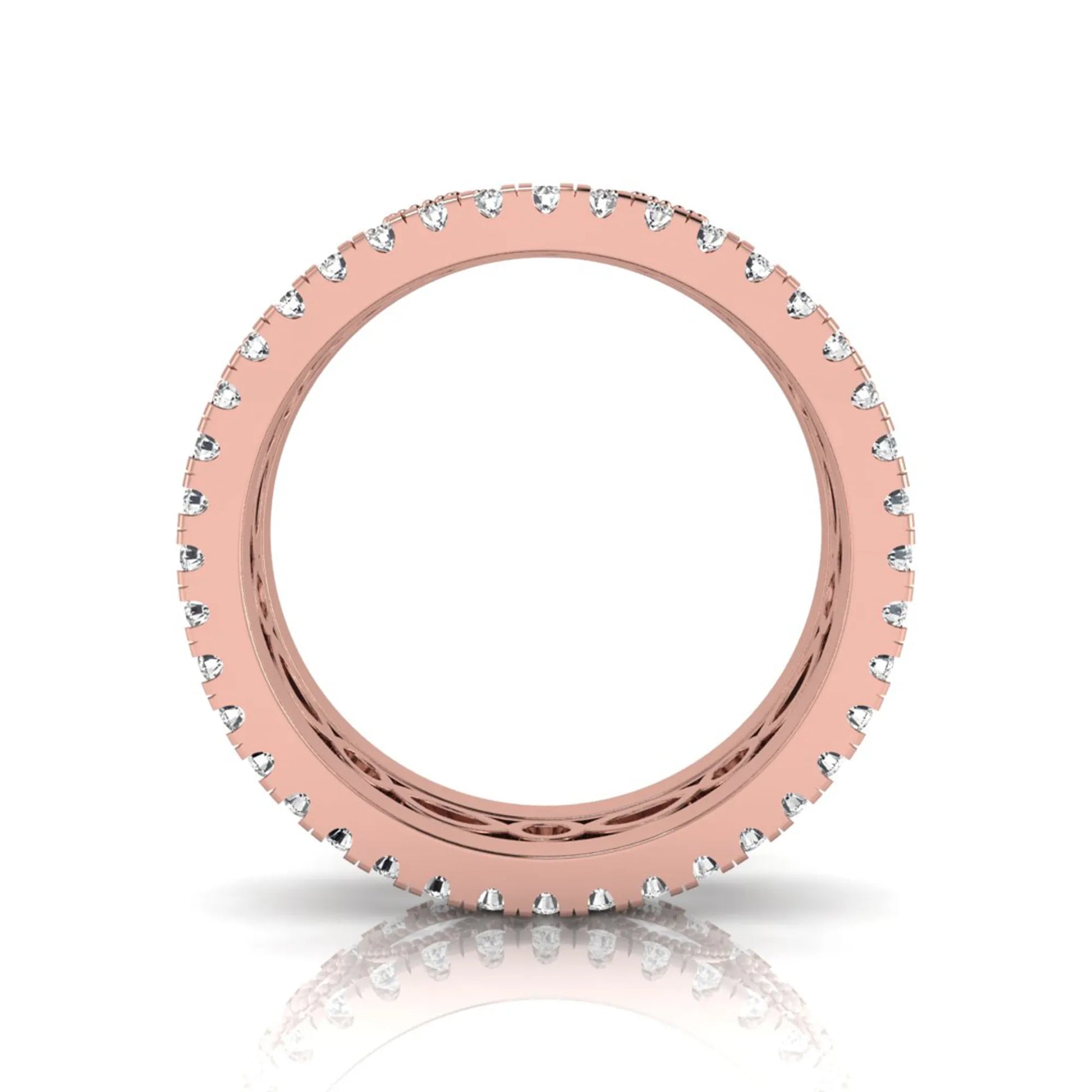 Stackable three band ring set featuring marquise and round lab grown diamonds with vintage milgrain bezels and pavé diamond bands in rose gold