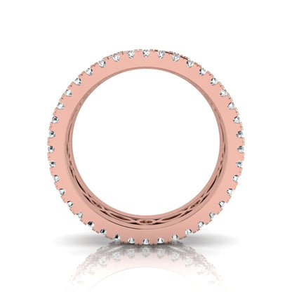 Stackable three band ring set featuring marquise and round lab grown diamonds with vintage milgrain bezels and pavé diamond bands in rose gold