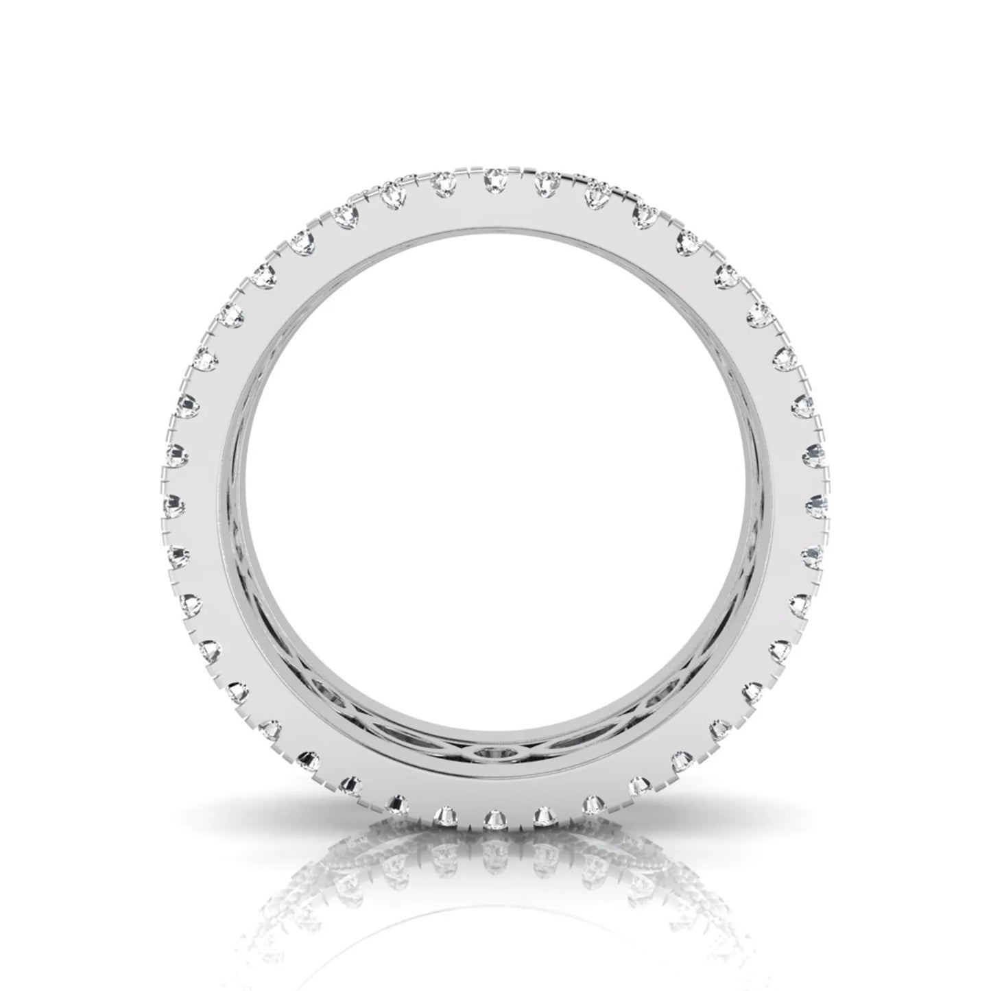 Stackable three band ring set featuring marquise and round lab grown diamonds with vintage milgrain bezels and pavé diamond bands in white gold