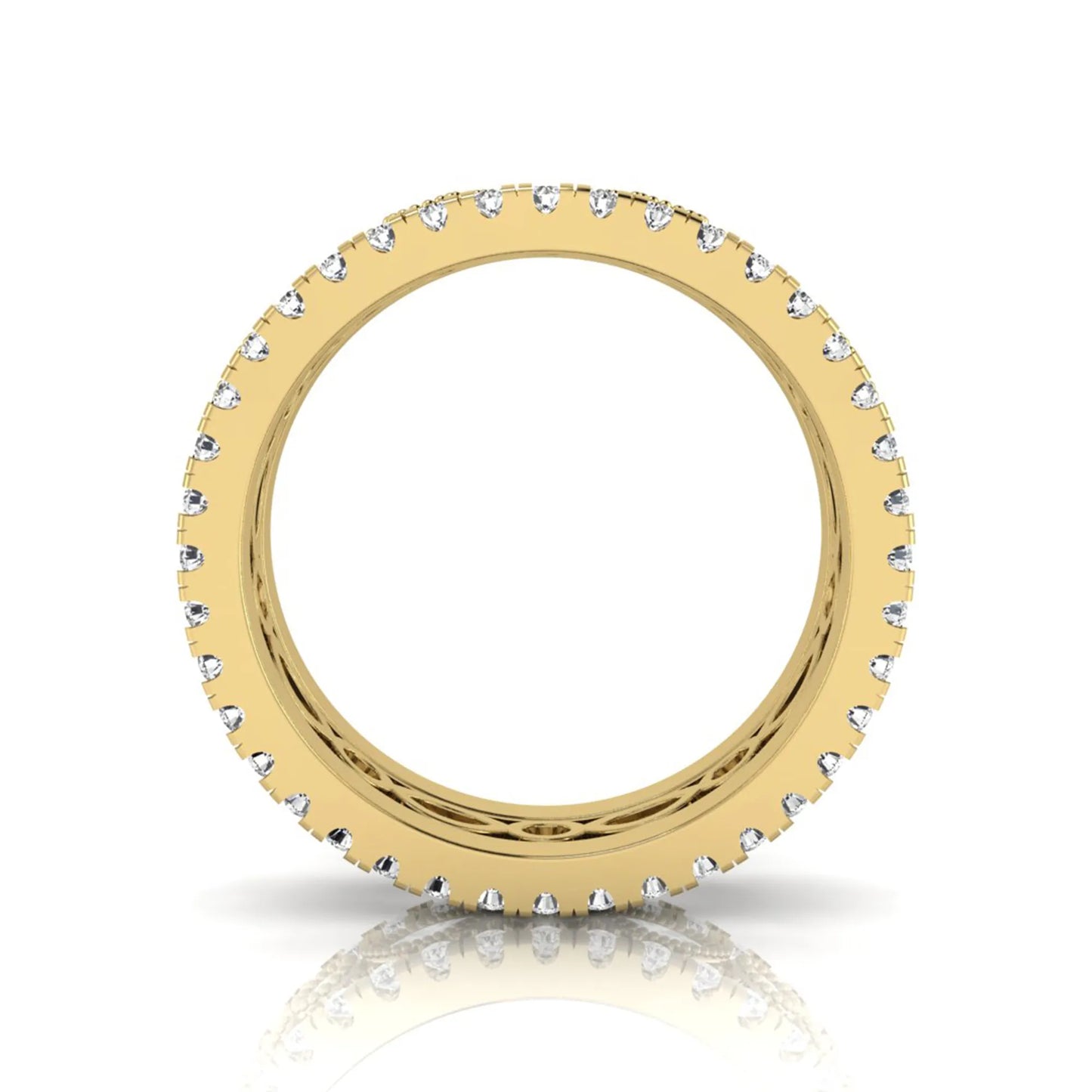 Stackable three band ring set featuring marquise and round lab grown diamonds with vintage milgrain bezels and pavé diamond bands in yellow gold
