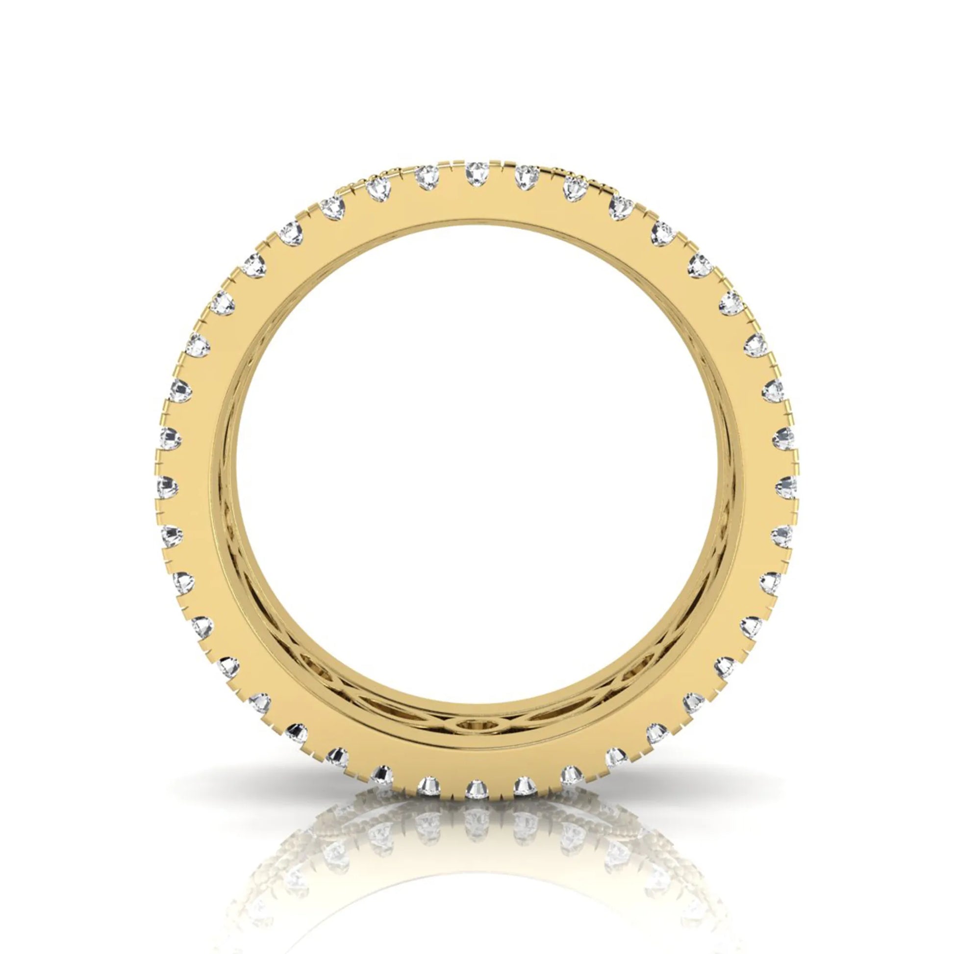 Stackable three band ring set featuring marquise and round lab grown diamonds with vintage milgrain bezels and pavé diamond bands in yellow gold