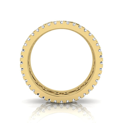 Stackable three band ring set featuring marquise and round lab grown diamonds with vintage milgrain bezels and pavé diamond bands in yellow gold