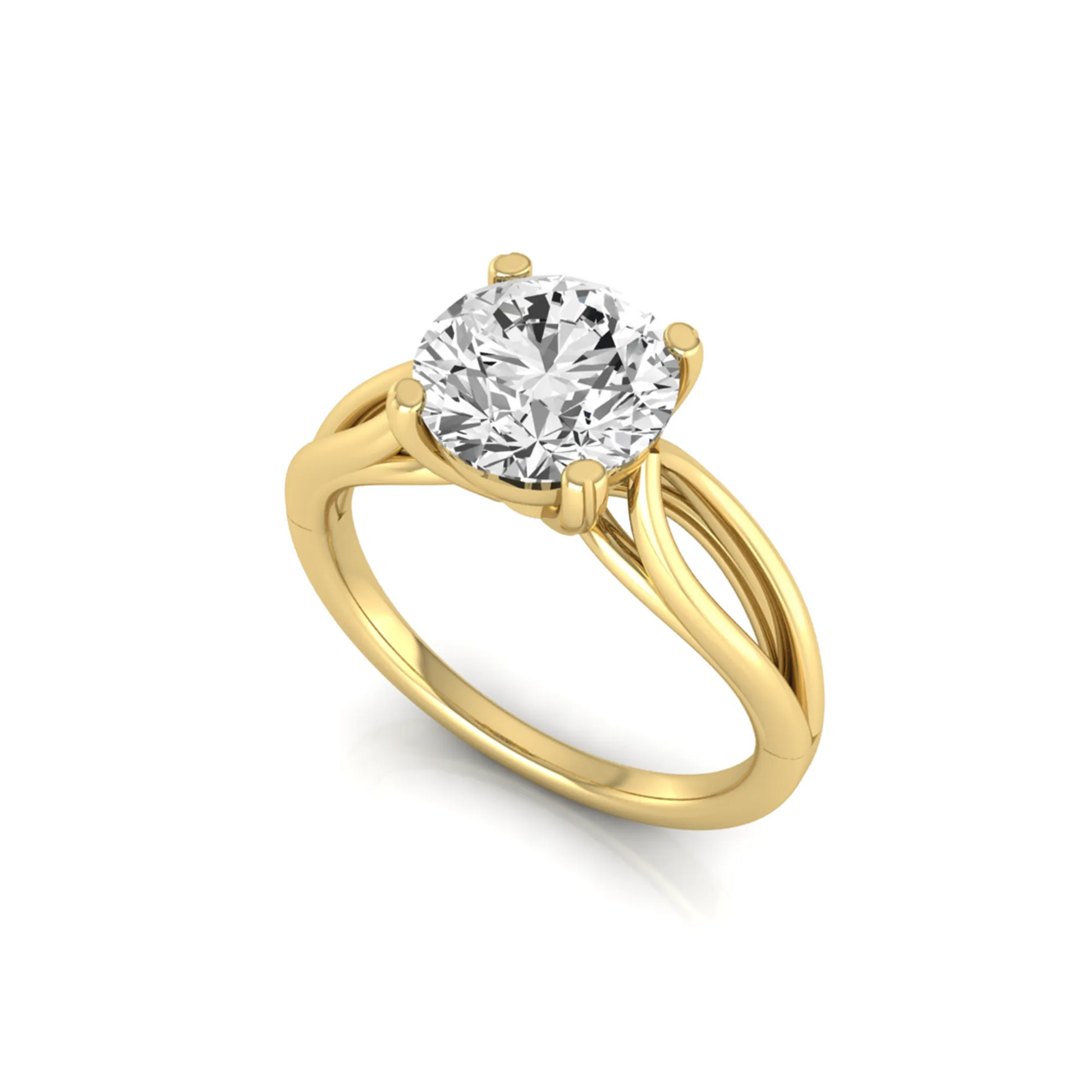 yellow-Gold ring with a large diamond on a white background
