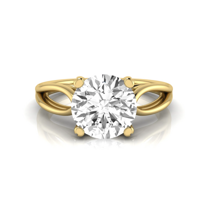 yellow-Gold ring with a large diamond on a white background