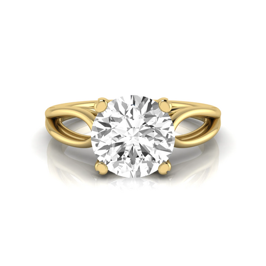 yellow-Gold ring with a large diamond on a white background