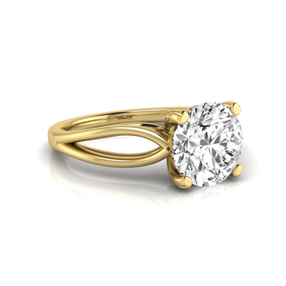 yellow-Gold ring with a diamond on a white background