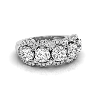Vintage round lab grown diamond anniversary band featuring approximately 2.25 carats of round diamonds with intricate milgrain halo detailing in white gold